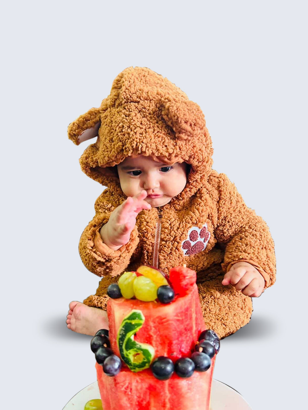Infant Brown Sherpa Bear Romper with Ear Details Cozy Adorable