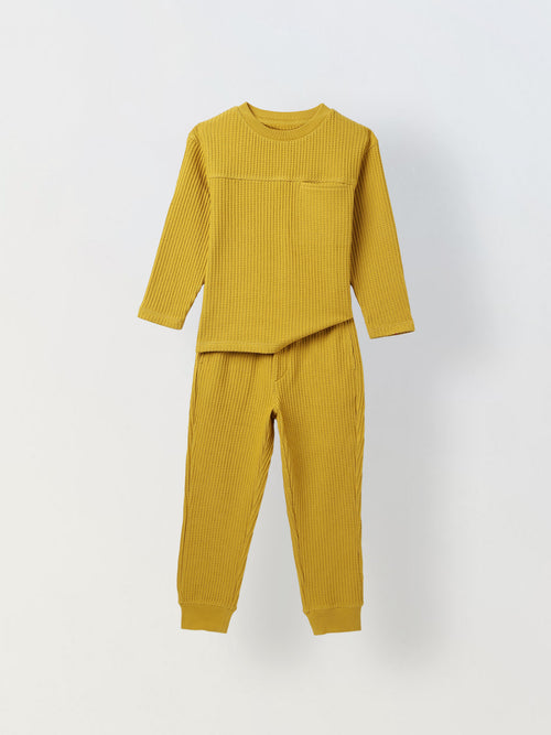 Spunkies Boys Mustard Full Sleeve T-Shirt & Jogger Set
