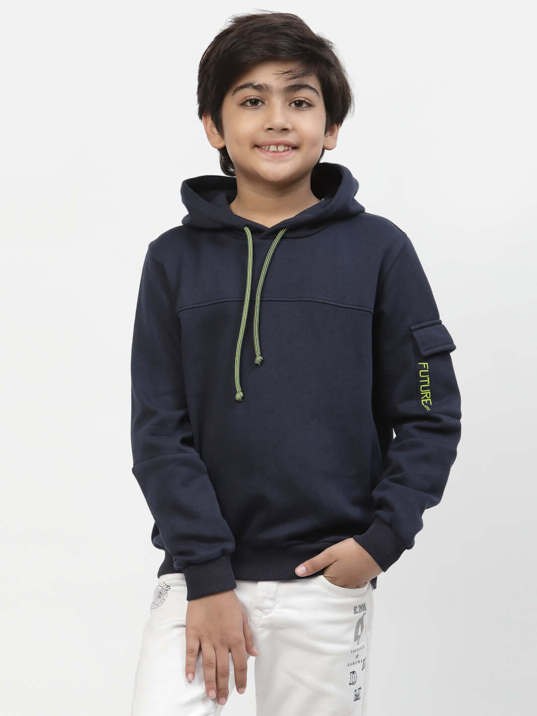 Buy Spunkies Boys Future Logo Pocket Hoodie-Navy Blue Online