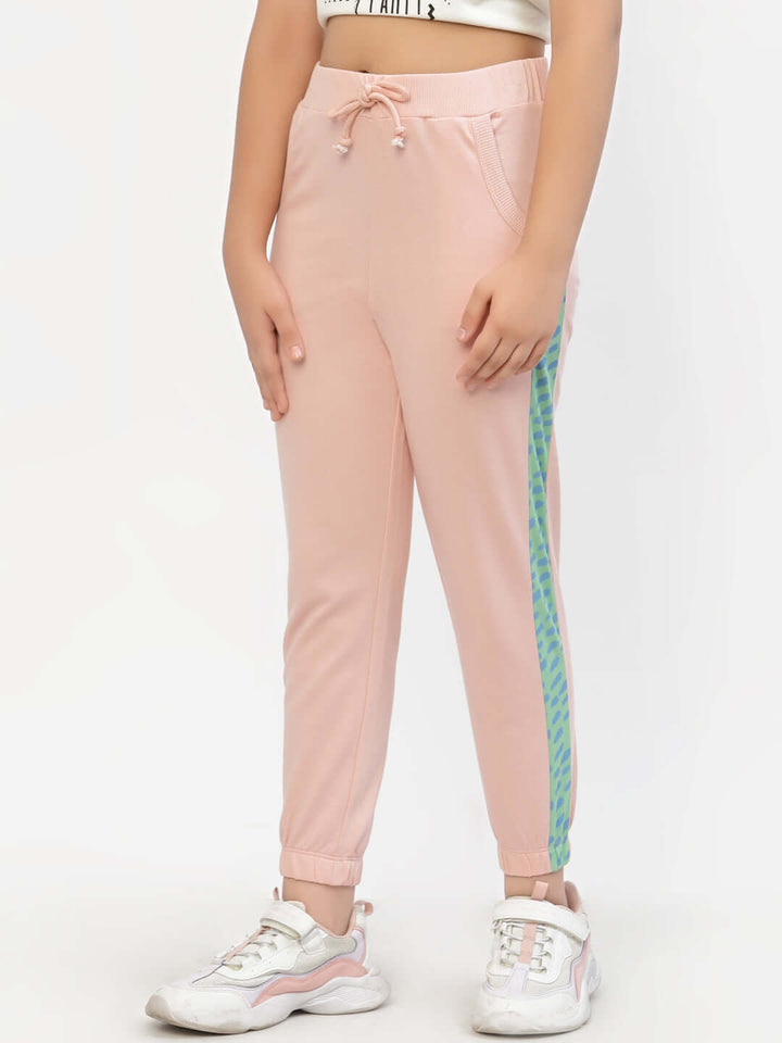 Spunkies-Organic-Cotton-Side-Stripe-Girls-Joggers-Pink