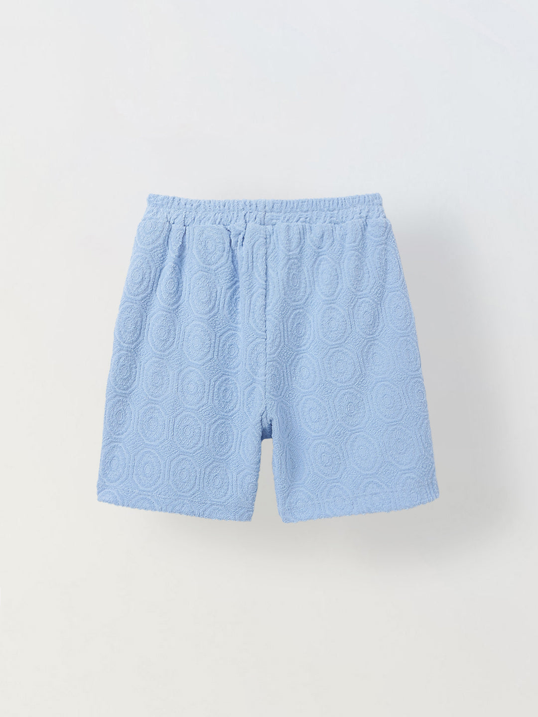 Boys Cotton Jacquard Blue Polo T-shirt and Shorts Set