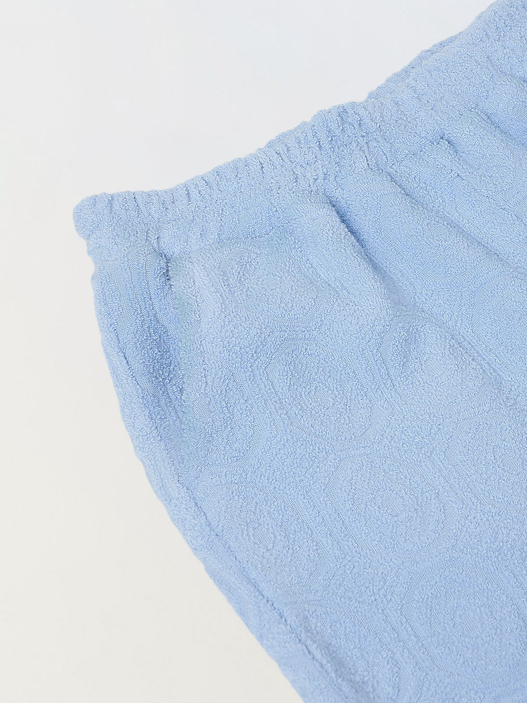 Boys Cotton Jacquard Blue Polo T-shirt and Shorts Set