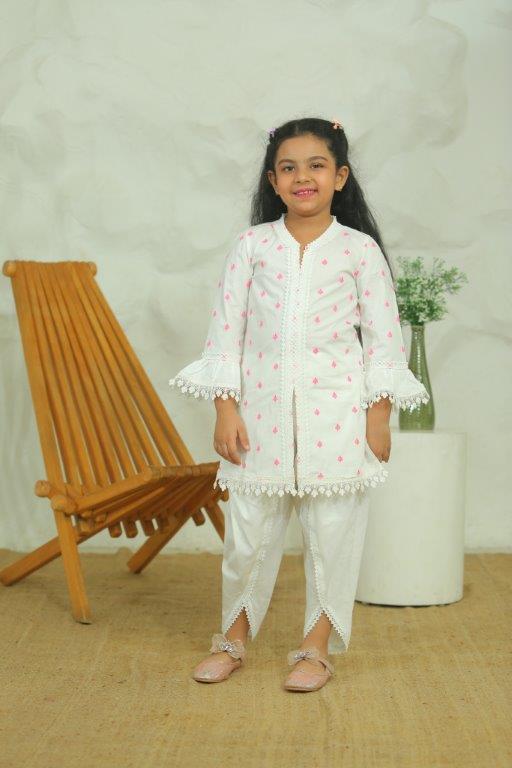 Girls White Long Sleeve Kids Set