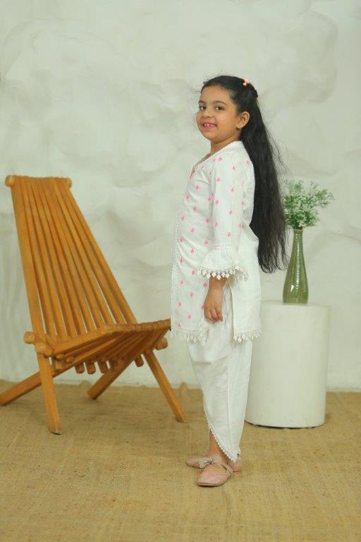 Girls White Long Sleeve Kids Set