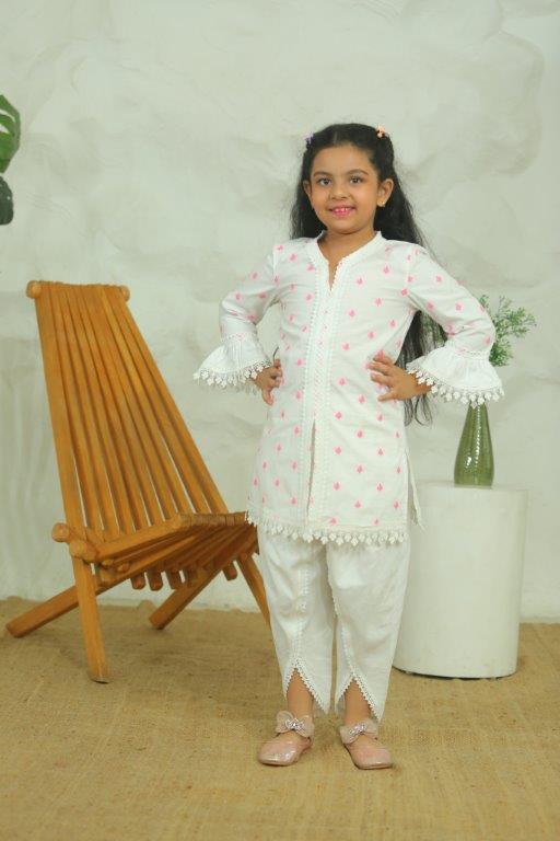 Girls White Long Sleeve Kids Set
