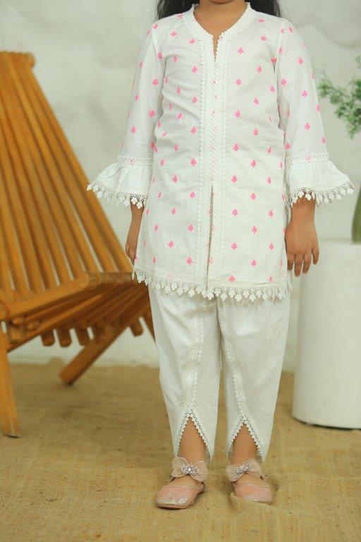 Girls White Long Sleeve Kids Set