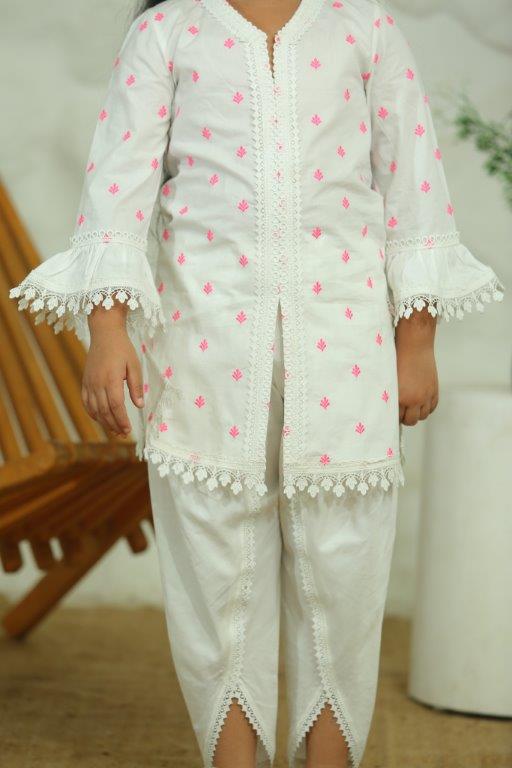 Girls White Long Sleeve Kids Set