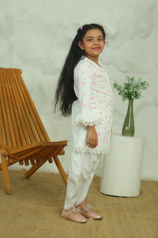 Girls White Long Sleeve Kids Set