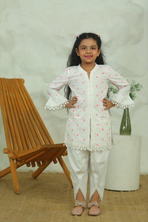 Girls White Long Sleeve Kids Set