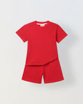 Boys Red Half Sleeves T-Shirt and Shorts Lycra Set