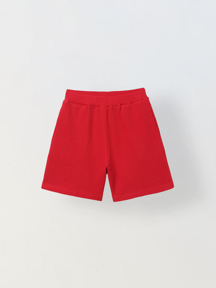 Boys Red Half Sleeves T-Shirt and Shorts Lycra Set