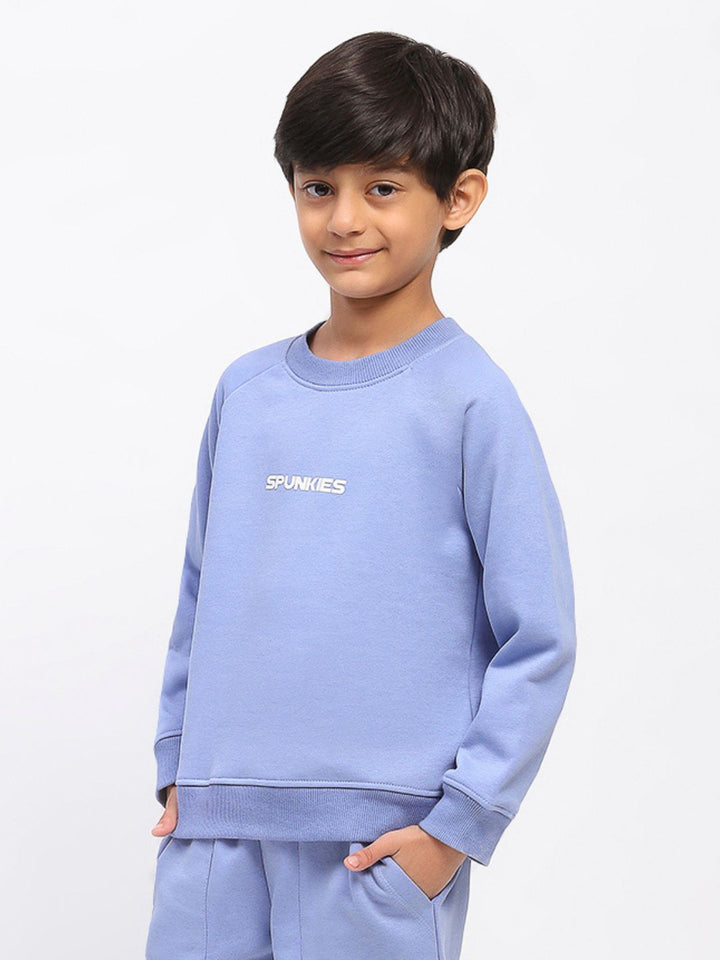 Boys Blue Long Sleeve Soild Sweatshirt