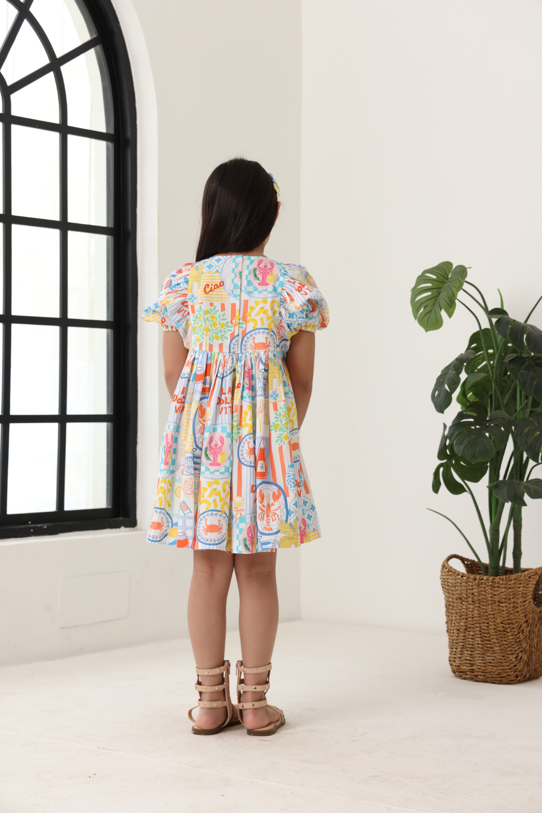Girls' Multi Color Printed Dress