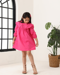 Girls Pink Frill Collar A-Line Dress