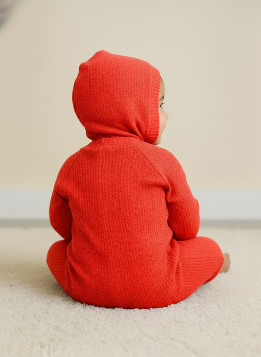 Infant Baby Orange Full Body Romper With Cap