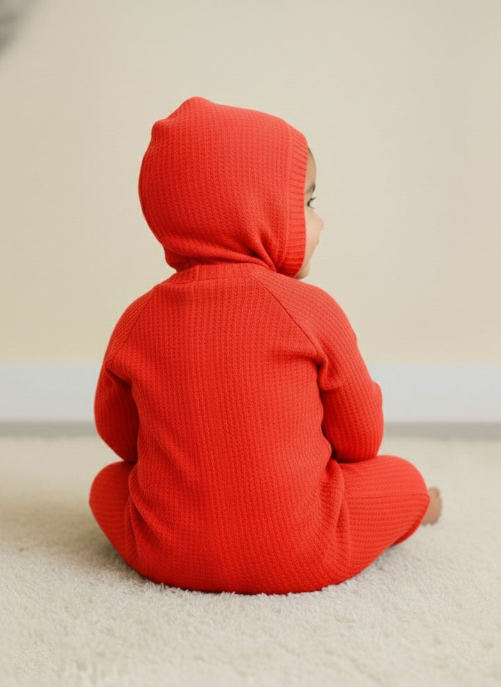 Infant Baby Orange Full Body Romper With Cap