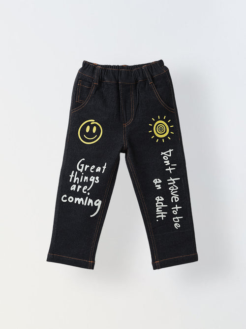 Spunkies Boys Graphic Print Denim Pant