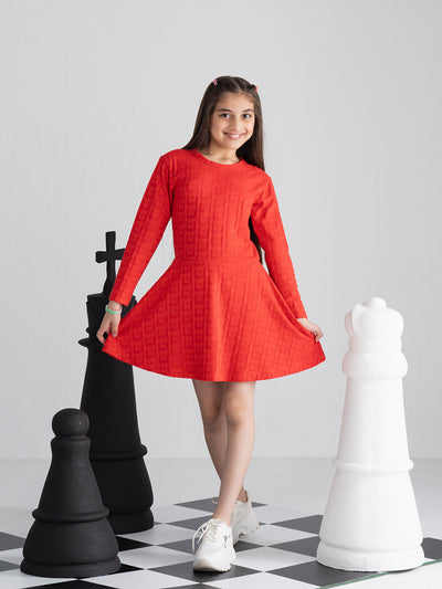 Radiant red G- knit textured dress