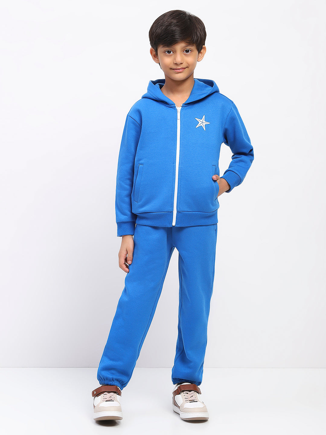 Boys Blue Long Sleeve Hoodies Sweatshirt Set