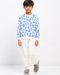 Boys White Long Sleeve Printed Sweatshirt Set