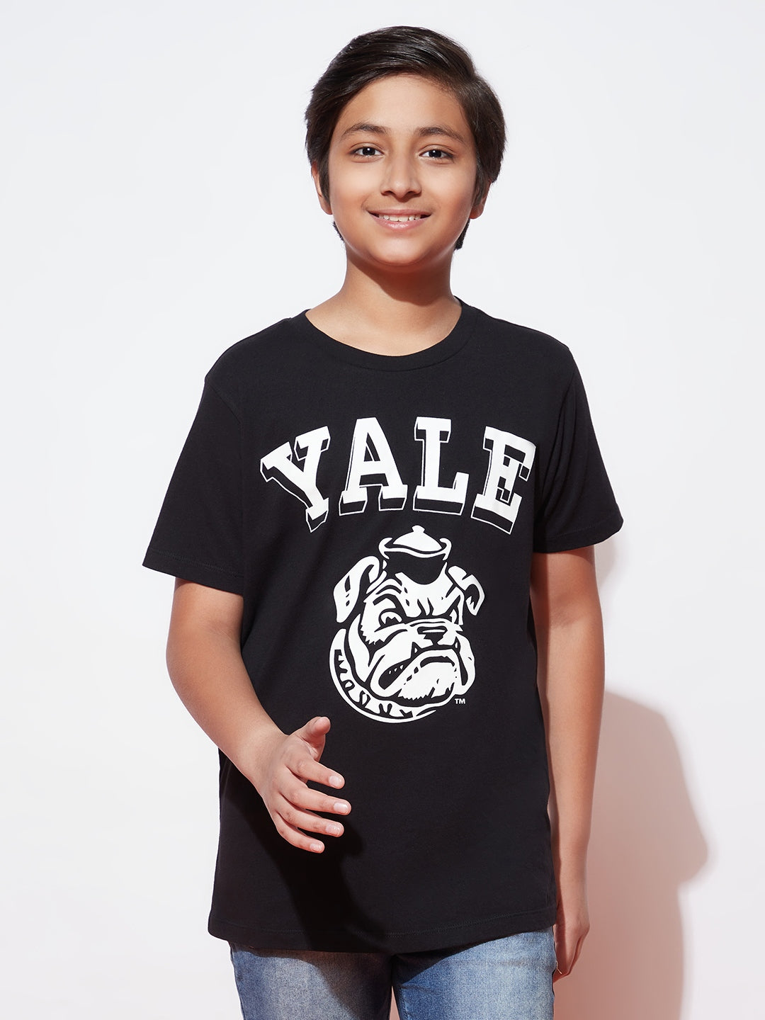 Teen Yale University Print Black T-shirt