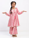 Girls Full Sleeve Printed Anarkali Kurta and Palazzo Set