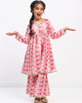 Girls Full Sleeve Printed Anarkali Kurta and Palazzo Set