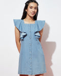 Denim Flutter Sleeve Dress