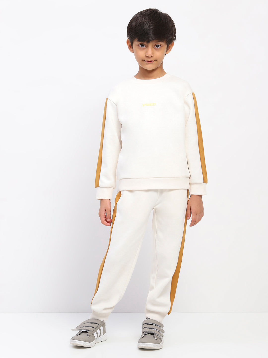 Boys White Long Sleeve Sweatshirt Set