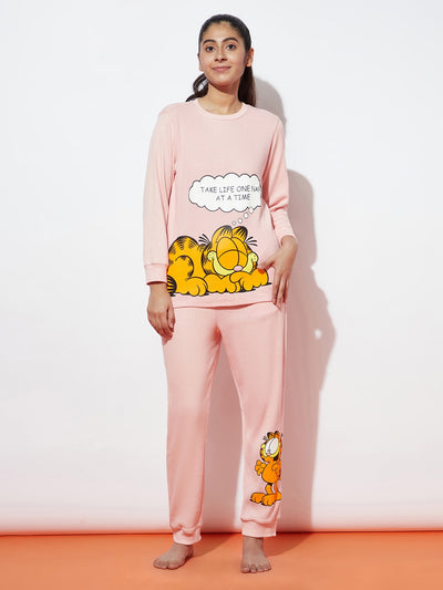 Teen Girls Waffle Garfield Night Suit