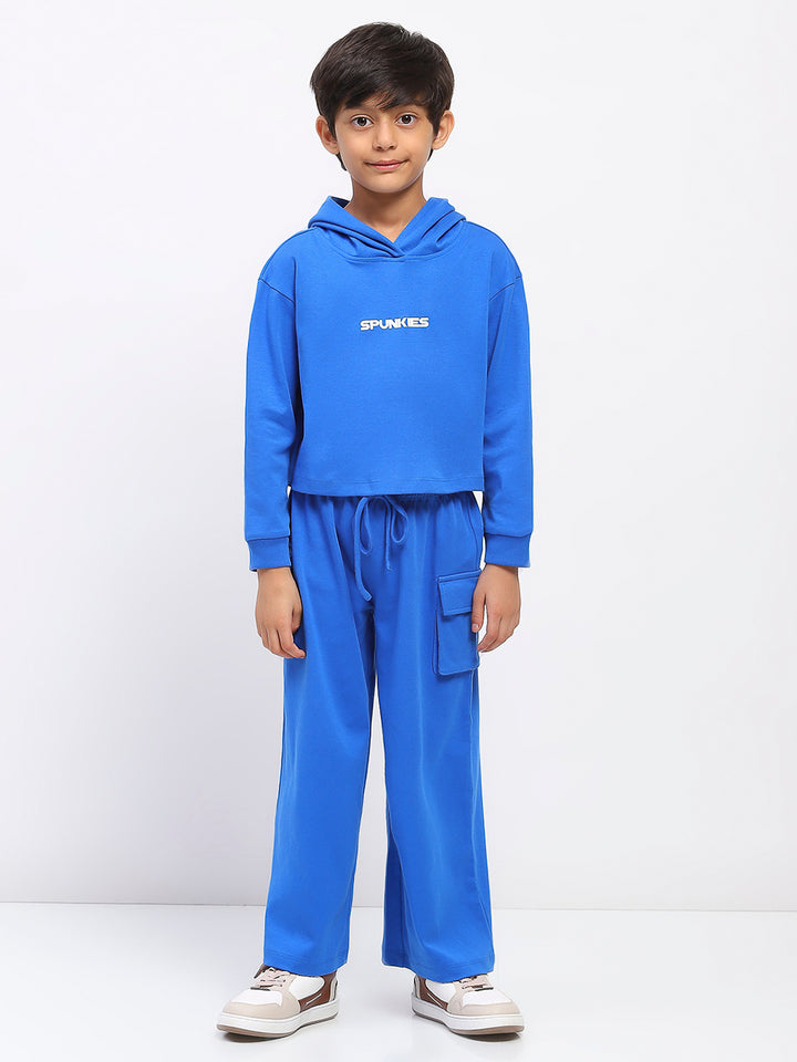 Boys Blue Long Sleeve Hoodies Sweatshirt Set