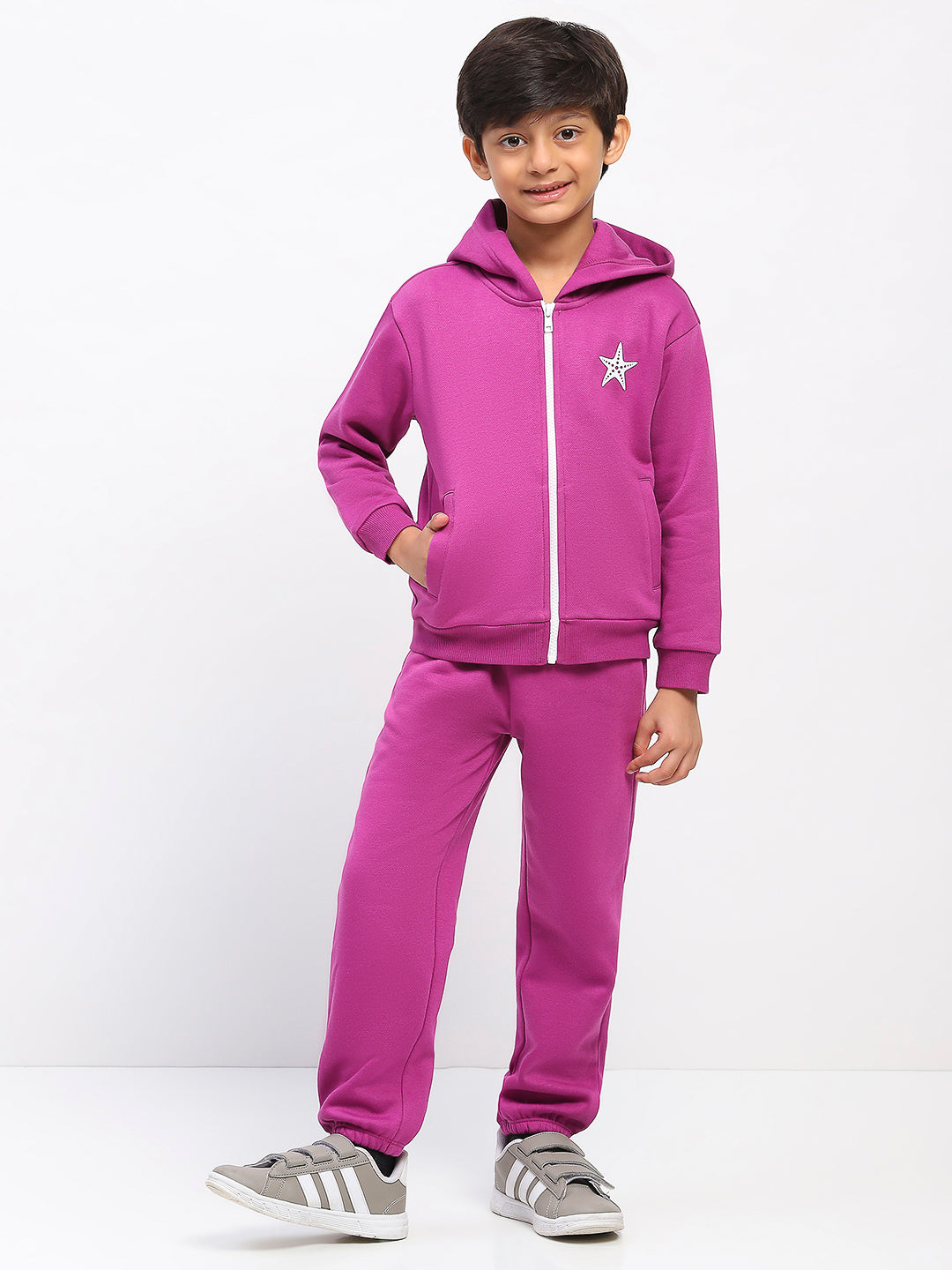 Boys Purple Long Sleeve Hoodies Sweatshirt Set