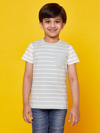 Grey Stripe T Shirt For Kid Boys