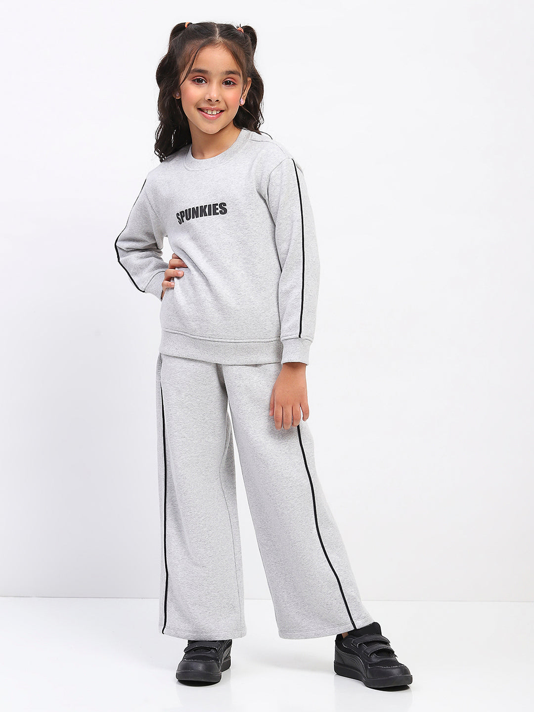 Girls Grey Long Sleeve Sweatshirt Set