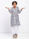 Girls Full Sleeve Paisley Print Ethnic Kurta and Bottom Set