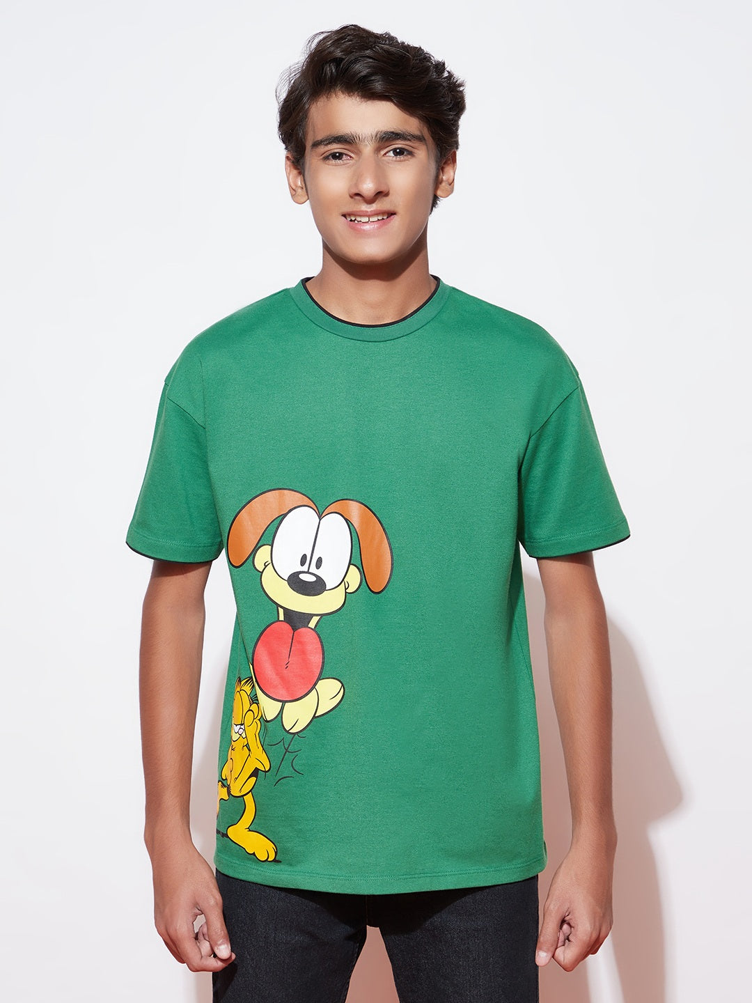 Teen Garfield Green Colour Oversized T-Shirt