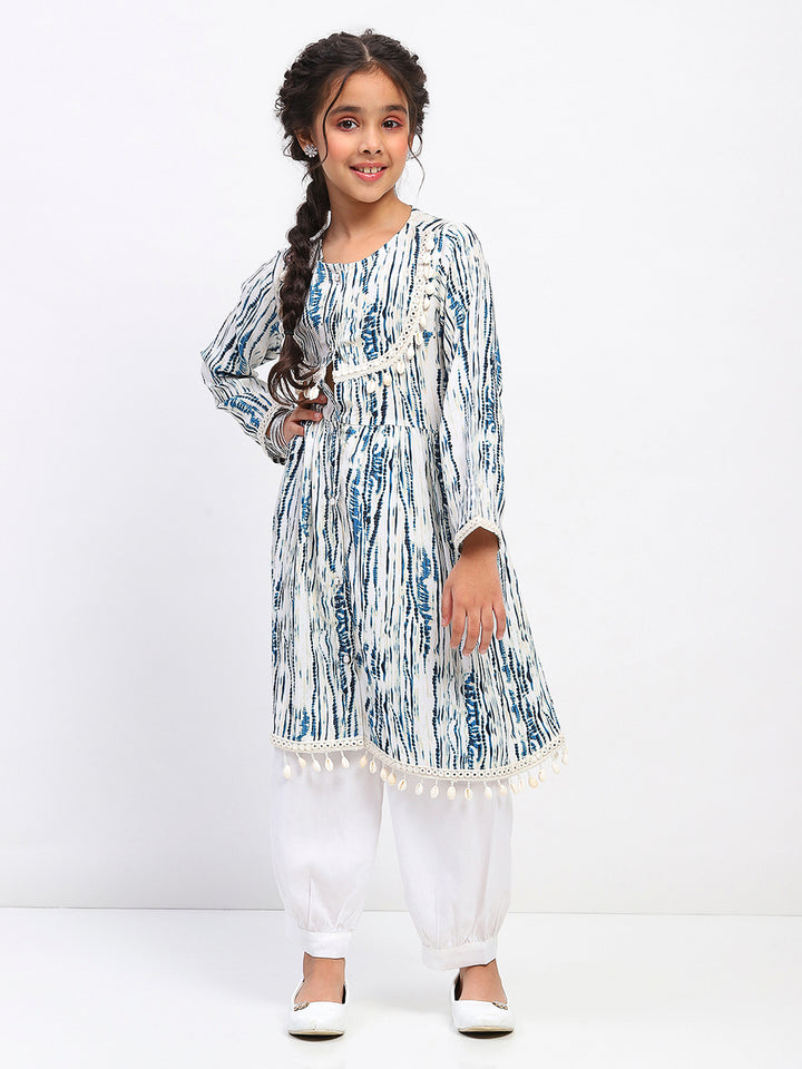 Girls Tie-Dye Print  Ethnic Kurta and Bottom Set