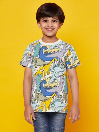 Dino All Over Printed Kid Boys Tshirt