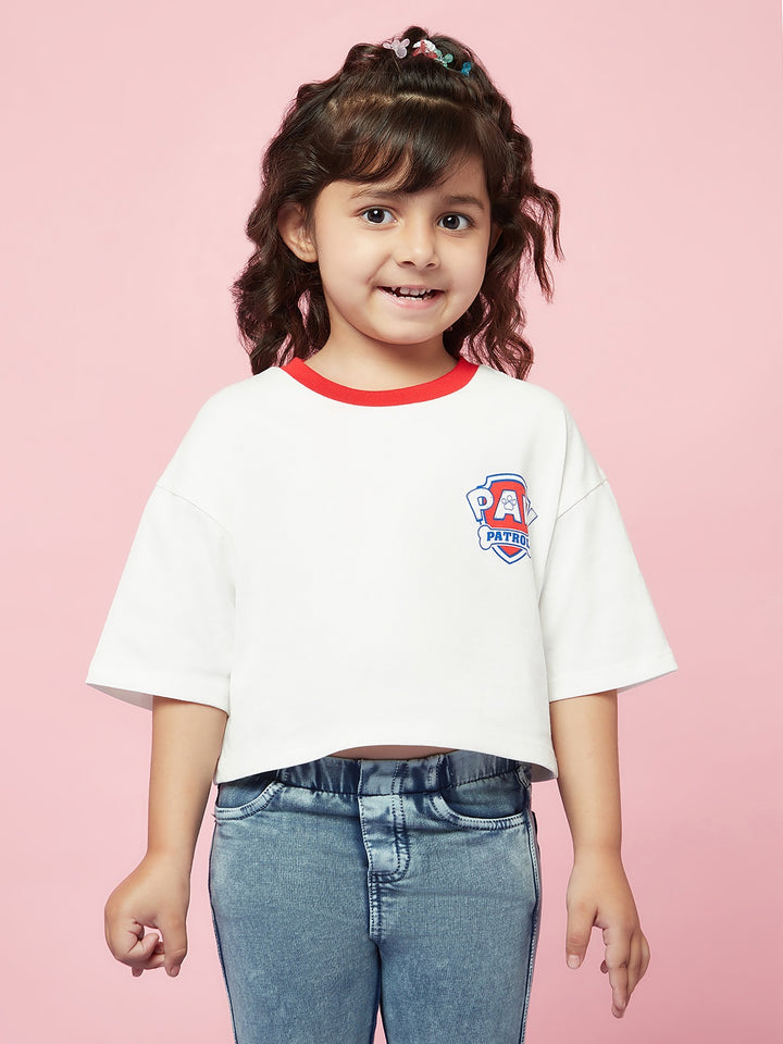 Girls Cotton White Paw Patrol T-shirt