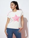Pink Star Sequence Top For Girls