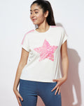 Pink Star Sequence Top For Girls