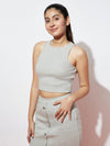 Grey Stretch Ribbed Top