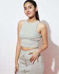 Grey Stretch Ribbed Top