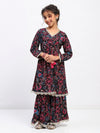 Girls Floral Print Ethnic Tiered  Kurta and Sharara Set