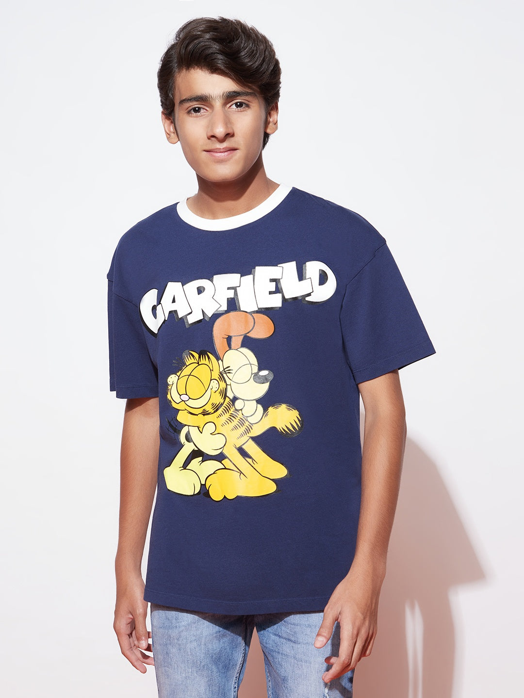 Teen Boy Garfield and Odie Blue Printed T-shirt