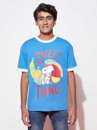 Teen Peanuts Royal Blue Oversized T-Shirt