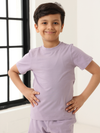 Spunkies Unisex Purple Solid Crew Neck Short Sleeves T-Shirt and Shorts Set