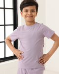 Spunkies Unisex Purple Solid Crew Neck Short Sleeves T-Shirt and Shorts Set