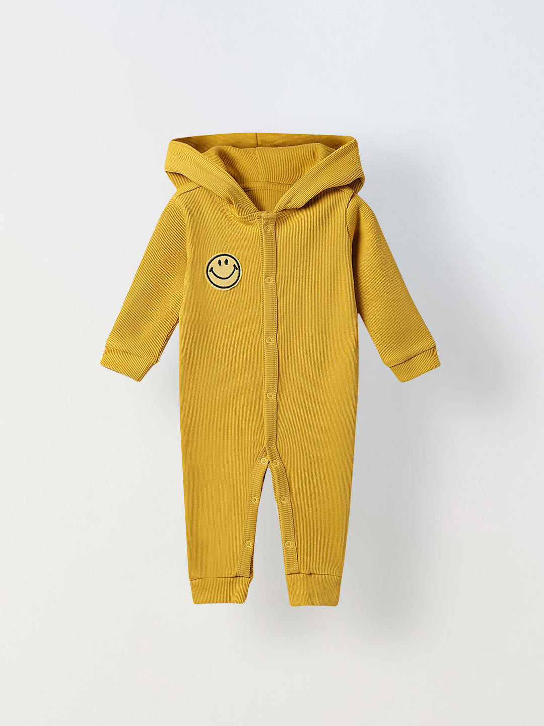 Infant Mustard Hooded Romper with Patch