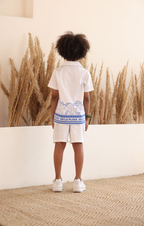 Spunkies Boys White Printed Co-ord Set